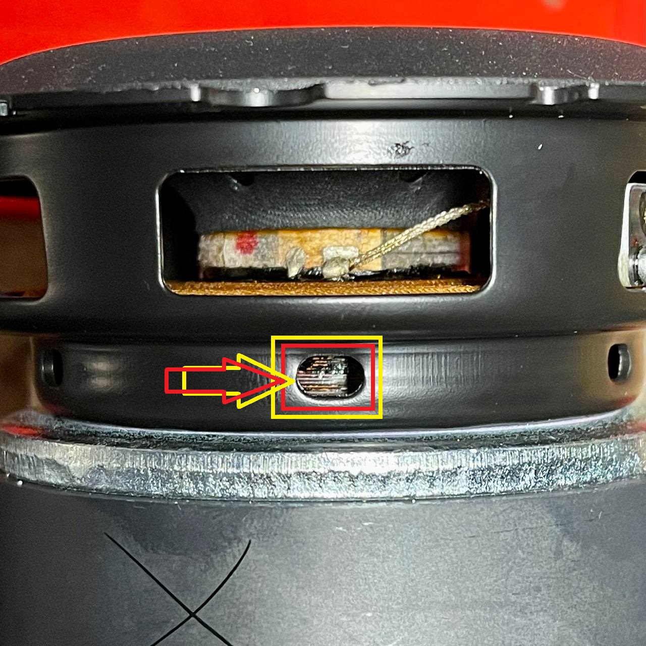 inspection port on woofer